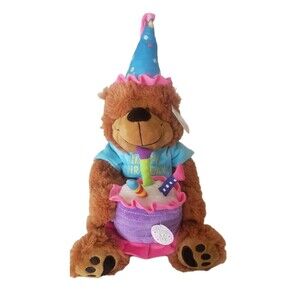 Happy Birthday Bear Burton & Burton Plays Song Plush Stuffed Animal Toy 15" Tall